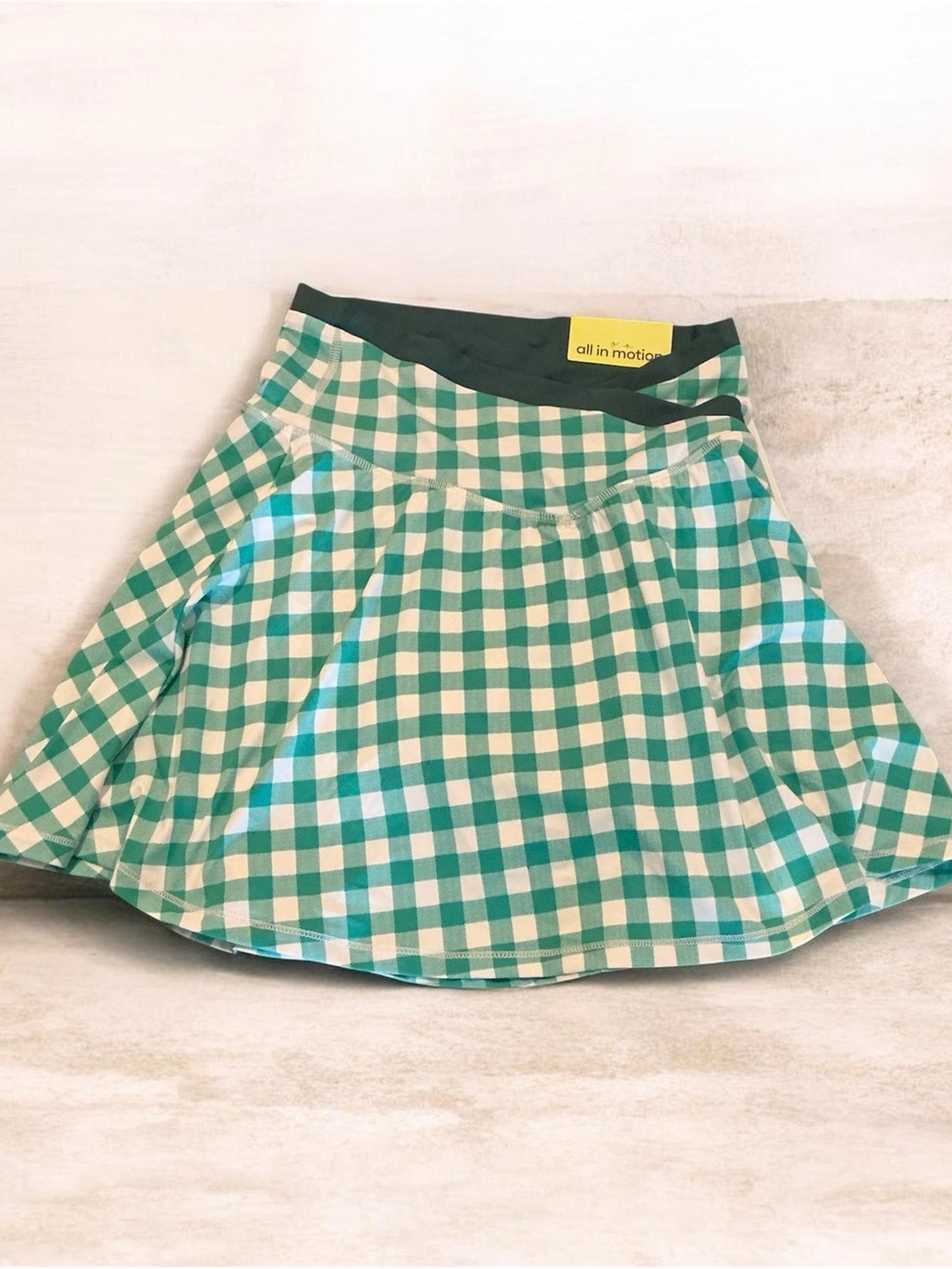 all in motion Teal and White Gingham Skater Skirt